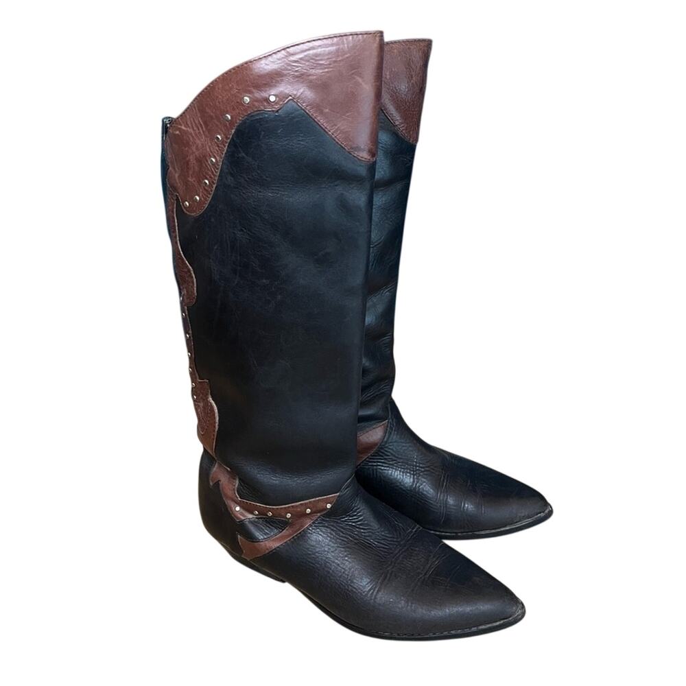Vintage 70s Brazilian Western Boots Circle S Women’s Size 8 Boho Chic Studded